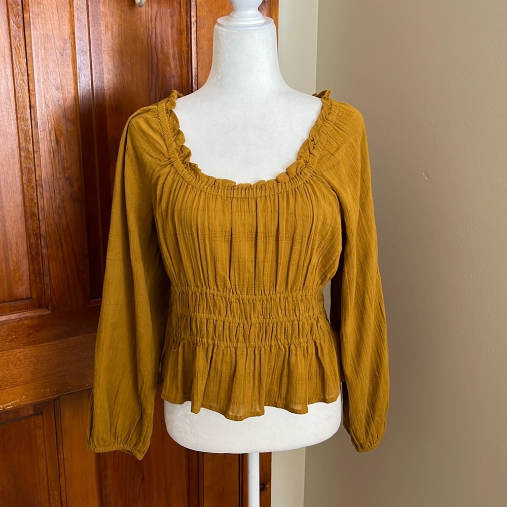 Madewell Gathered Waist Peasant Top